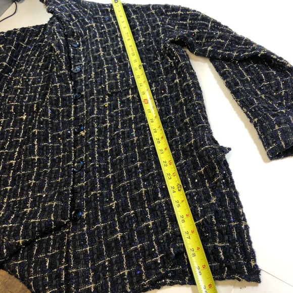 Okma Shop Women tweed lurex knit hooded sequins embellished hoodie, sz medium - Picture 12 of 12